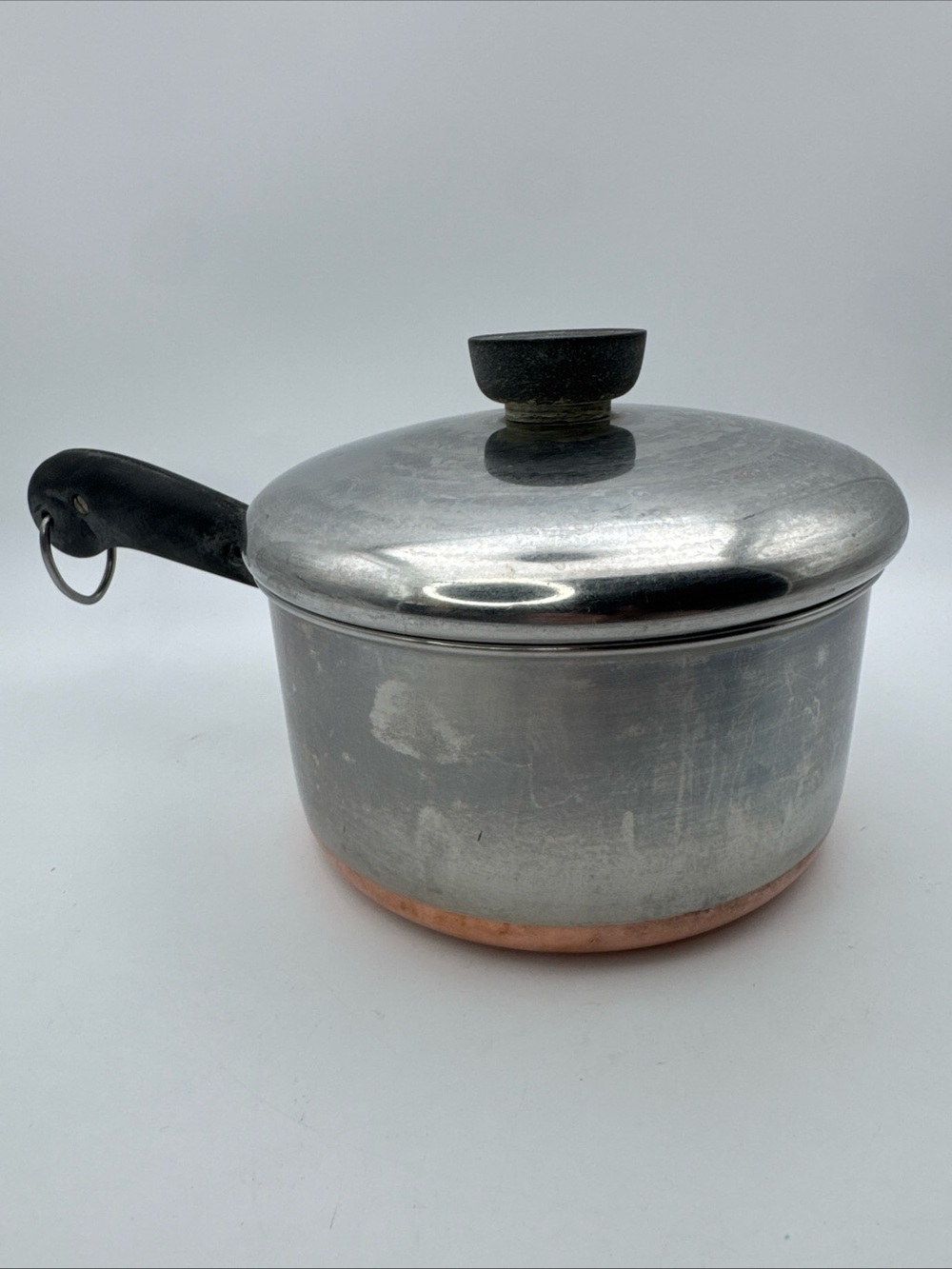Revere Ware 1.5 Qt Sauce Pan Pot W/Lid Double Ring 1801 Copper Clad Bottom